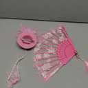 Sintege Set of 4 Girls Tea Party Set Girls Tea Party Accessories Gloves Hats Necklace Fans for Toddler (Pink)