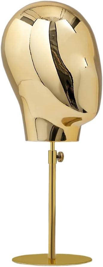 21 Inch Adjustable Mannequin Head Wig Making Head Metal Head Wig Hat Glasses Display with Detachable Stand Vintage Style Holder (Gold)