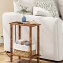 TUTOTAK Small End Table with Charging Station, Narrow Side Table with USB Ports and Outlets, Skinny Sofa Table, Slim Nightstand, Living Room, Bed Room, Pure Brown TB01BB060C (2-Tier7.9"D x 15.8"W x 22.5"H)