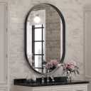 Brightify Black Oval Mirror for Wall 24x36 Inch, Bathroom Vanity Mirrors Black Metal Framed, Modern Mirror for Bedroom Living Room Wall Decorative Hang Vertical and Horizontal