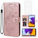 Vavies Case for Galaxy A22 5G Case, Samsung A22S 5G SM-A226B Wallet Case with Tempered Glass Screen Protector, Leather Flip Credit Card Holder Stand Phone Cover for Samsung Galaxy A22 5G Rose Gold