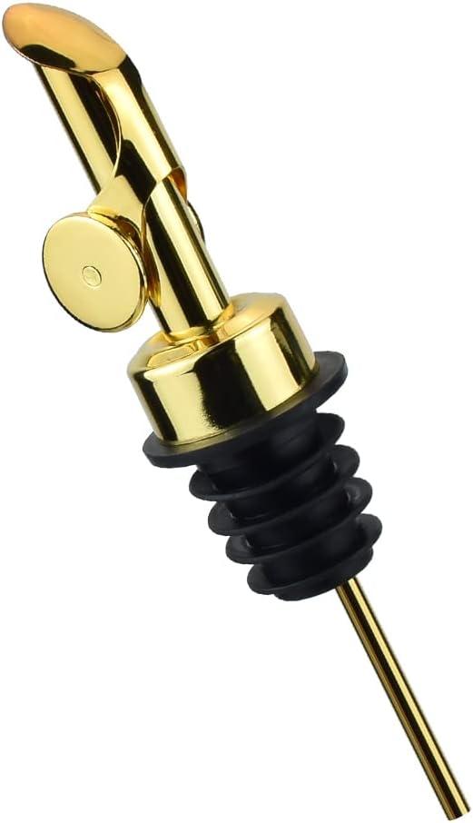 MEETSWEET Olive Oil Dispenser Spout, Pour Spouts304 Stainless Steel Automatic Opening and Closing Spout, Leak-proof, for Olive oil, Vinegar, Wine and Other Liquid Bottles (304gold)