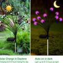 Kohlrabi Solar Garden Lights Outdoor, 2 Pack 16 LED Solar Pink Firefly Lights Waterproof, Sway by Wind, Swaying Light for Yard Patio Backyard Garden Planter Flower Bed Pathway Outdoor Decoration