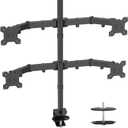 Black Quad Monitor Arm Mount for 13-27 Inch Screens | Ultrawide Screens Up to 34 inch Fully Adjustable Stand with C-Clamp/Grommet Base Max VESA 100x100 Each Screen Capacity 22lbs