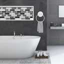 2 x Blujellyfish Glass Tile Backsplash Wall Black Silver Subway Mosaic Tile-Sample Watch (Small Sample (1 Sheet), Chocolate Brown)