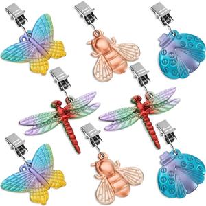 Bekith 8 Pack Vintage Tablecloth Weights on Clip Hangers, Pendant Tablecloth Weights kit with Colourful Butterfly Shape for Outdoor Garden Party Picnic Table Covers