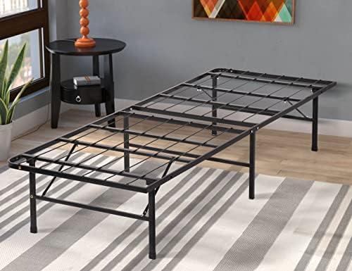 14 Inch High Twin Bed Frame,Foldable Metal Platform Bed Frame with Steel Slat Support,Noise Free,No Box Spring Needed,Under Bed Storage,Easy Assembly,Heavy Duty Twin Size Bed Frame for Bedroom