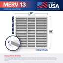 BNX TruFilter 20x20x5 (19.88 x 19.88 x 4.38 Honeywell Compatible 4) MERV 13 Air Filter (2-Pack) - MADE IN USA - HVAC AC Furnace Filters Health, Allergies, Mold, Bacteria, Smoke, MPR 1900 FPR 10
