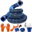 SheeChung 15 FT RV Sewer Hose Kit, Sewer Hose for RV Camper, Heavy-Duty Camper Waste Hose with Leak-Proof Swivel Fittings, 90 Clear Elbow, 2 Storage Caps, TPE Tech for Crush-Proof and UV-Resistant
