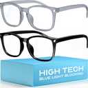livho High Tech Blue Light Glasses - Advanced 99% Blue Light Blocking Computer Glasses - Anti Eyestrain & UV Glare Protection (*B10 Light Black+clear Grey)