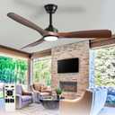 Outdoor Ceiling Fan with Light: 52 Inch 3 Blade Outdoor Fans for Patios - Modern Walnut Ceiling Fan with Dimmable Light Remote Control Ultra Quiet Reversible DC Motor Timer