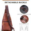 BULLCAPTAIN Genuine Leather Sling Bag with USB Charging Port Multi-pocket Chest Bag for Men Hiking Travel Daypack XB-129