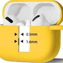 Silicone Protective Case Cover Sleeve Compatible with AirPods Pro 3 Supports Wireless & Wired Charging, Dust Plug, Shockproof, Anti-Slip, Washable, with Carabiner (Yellow)