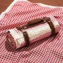 VitalCozy Waterproof Picnic Blankets 59 x 78in Outdoor Blanket Foldable 2 in 1 Double Layer Sandproof Beach Mat with Carry Strap for Camping Lawn Park Beach Grass(Red White)