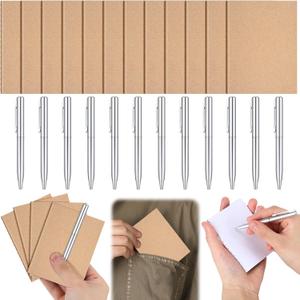 24 Pcs Mini Pocket Notebook Set, 2.5" x 4" Small Kraft Notebook Ballpoint Pen Bulk, Tiny Blank Paper, Mini Journal Sketchbooks Composition for Men Woman School Office Travel Gifts(Kraft Color)