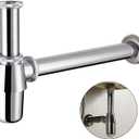 Classical Basin Bottle Trap Chrome Sink Bathroom Waste Pipe 1-1/4 inch Slip Inlet Drain Tube Kit