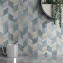 MOFIT Peel and Stick Backsplash for Kitchen,3D Wall Panel Peel and Stick Tile Self Adhesive Backsplash for Bathroom Tile Stickers Diamond (5Sheets,Blue Green Gray)