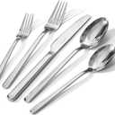 KINGSTONE Forged 20-Piece Silverware Set, 18/10 Stainless Steel Flatware Utensils Set for 4, Mirror Finish,Dishwasher Safe (Silver)