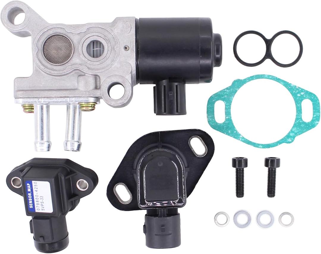 MOTOKU IAC Idle Air Control Valve MAP Manifold Absolute Pressure Seneor and TPS Throttle Position Sensor Kit for Honda Civic Accord Odyssey for Acura Integra