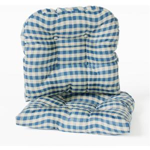 Klear Vu Gripper Overstuffed Universal Non-Slip Dining Chair Cushions for Kitchen Decor or Office Use, U-Shaped Skid-Proof Seat Pad, 15x15 Inches, 2 Count (Pack of 1), Gingham Blue