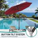 AreShark 9FT Patio Umbrella with Solar Lights, 32 Lighted Pool Umbrella w/Tilt and Crank, Outdoor Market Solar Umbrellas for Garden, Deck, Backyard, Pool and Beach, Dark Red