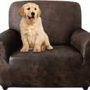 molasofa Chair Covers - Couch Cover for Leather Couch, Soft and Washable Chair Covers with Leather-Like Quality. Non-Pilling, Non-Slip 1-Piece Couch Cover for Dogs, Cats, and Kids(02 Dark Brown)