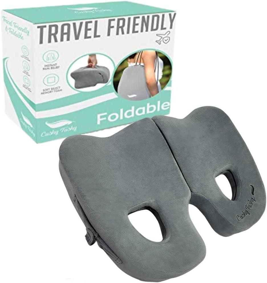 Premium Foldable Piriformis Cushion - Piriformis Pain and Sciatic Pain Relief Cushion - for Home & Office Use, Perfect for Travel or Driving (Grey)