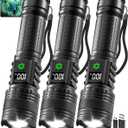 3Pack Rechargeable Flashlights High Lumens 9900FL, LED Flashlight Rechargeable with LCD Digital Display, 5Modes Adjustable Flash Light, Super Bright Flashlight Powerful, Tactical Flashlights for Home