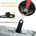 Upgrade Heavy Duty Vacuum Anchor, 4pack High Strong Vacuum Suction Cups Tie Downs with Carabiners & Tarp Clips for Car Awning Boat Camping Trap Bathroom Pet