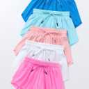 2-3 Pack Girls Flowy Butterfly Shorts with Pockets Liner 2 in 1 Skirt for Fitness, Athletic Running Sports (White)