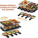 Voohek Raclette Grill Indoor Grills Electric Smokeless Korean BBQ Grill Table, 2 in 1 Nonstick Plate & Cooking Stone with Raclette Cheese Pans &Spatula, Griddle Adjustable Temperature 1300W Home Party