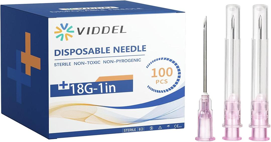 100 Pack 18 G 1 inch Luer Lock for Science Laboratory, Refilling Liquid, Inks, Individually Packaged