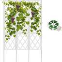 5.25FT Garden Trellis Support Fence,Metal Wall Lattice Climbing Frame for Climbing Plants Outdoor, White Iron Pipe Fence for Potted Plants Indoor for Ivy Vines Vegetable Flower, Patio, Lawn, Yard
