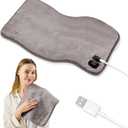 USB Heating Pad, Portable Travel Heat Pads, 5V Heated  3 Heat Settings, Small Heating Pad 16"x 12", Hot Therapy for Pain Relief Abdomen Cramps, Grey