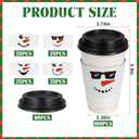100 Pcs 16 oz Christmas Disposable Paper Cups with Lids and Coffee Cup Sleeves Snowman Face Hot Cocoa Cups for Hot Cold Drinks Drinks, Family Gatherings & Xmas Holiday Party Supplies