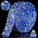 Locacrystal Bling Rhinestones Ribbon Self-Adhesive Iron on Diamond Crystal Ribbon Wrap Roll DIY Rhinestone Stickers for Wedding Clothing Cars Crafts Dress Decoration(Sliver Blue,1.18inch x 3yard)