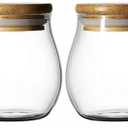 Sizikato 2pcs Borosilicate Glass Storage Jar with with Airtight Lid, 6oz Candy Jar Cereal Storage Jar