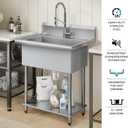 KRAUS Standart Pro 32 Inch 18-Gauge Stainless Steel Scullery Sink, 24 Gallon Freestanding Commercial Style Single Bowl Laundry & Utility Sink, KHS230-32