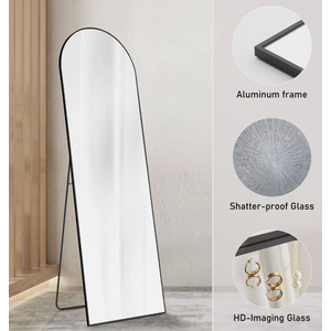 Floor Standing Mirror, Wall Mirror With Stand Aluminum Alloy Thin Frame