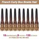 COOKOO 14 Inch French Curl Crochet Braids 9 Packs 135 Strands Goddess Box Braids Crochet Hair for Women Pre Looped Box Braids with Curly Ends Synthetic French Curl Braiding Hair Extensions 1B/30/27#