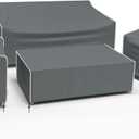 Gasadar Patio Furniture Cover 4-Piece Set, Heavy Dut 600D Outdoor Furniture Cover Waterproof for Lawn Patio Chairs, Loveseat and Coffe table, Grey (Large, Grey+white Seams)