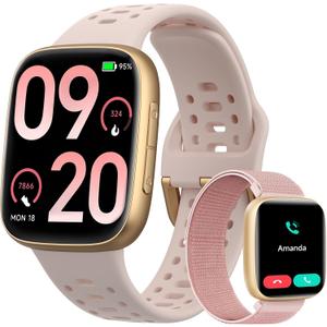Smart Watches for Women Android iPhone (2 Bands), [1.85" AMOLED Screen] Smartwatch Fitness Tracker 3ATM Waterproof with Bluetooth Calls, AI Control, Heart Rate/SpO2/Sleep Monitor, 7 Days Battery