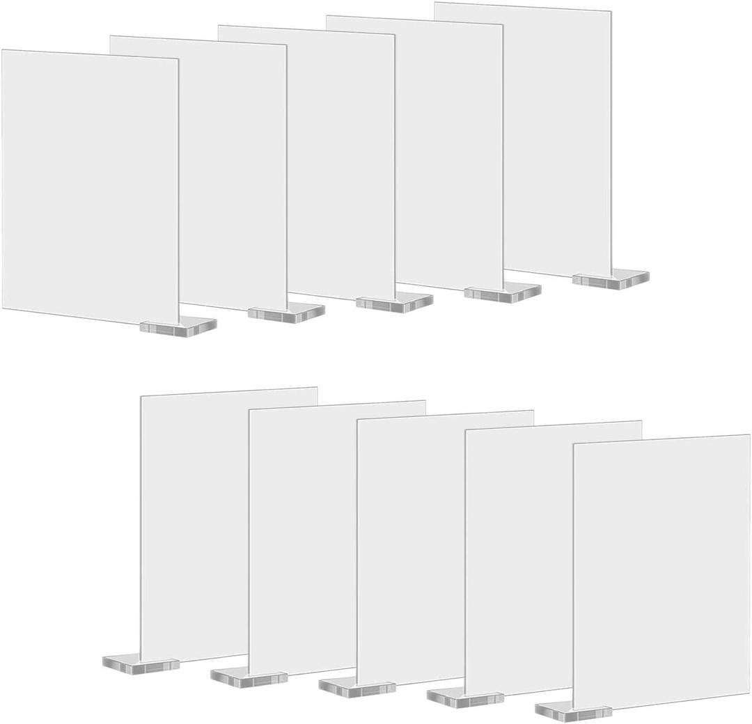 10x Rectangle Acrylic Place Cards Holder Table Centerpiece Blank Card Acrylic Signs for Wedding, Event, Party Table Seating Guest Names Food Signs Decor