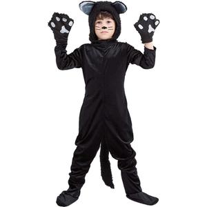 Cuteshower Black Cat Costume for Kids Halloween Dress Up Costumes Boys Animal Jumpsuit (5-6 Years)