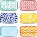 Selamica Rectangular Salad Plates, 7.1 Inch Dessert Plates Ceramic, Small Plates for Appetizer, Snack, Sushi, Fruit, Set of 6, Assorted Colors