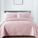 Boryard 3-Piece Twin Quilt Set, Lightweight Soft Quilt Bedspread Coverlet (68 x 86 inches) with 1 Pillow Shams (20x26 inches), Pink