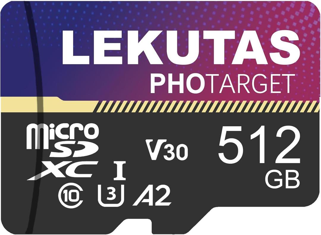 512GB Micro SD Card, microSDXC UHS-I Flash Memory Card TF Card, High Speed 100MB/s, C10, U3, A2, V30, for Full HD, 4K UHD Video Recording