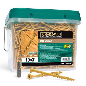 Deck Plus 48420 Exterior Wood Screws, #10 x 3, 4-Layer Epoxy Coated, Torx/Star Drive Included, Coarse Thread, Decking Screws, Outdoor Rust Resistant, Tan, 1550pcs