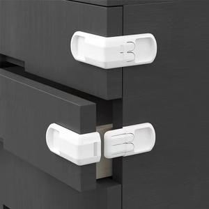 4 Pcs Safe Drawer Locks, Update Child Proof Cupboard Locks, Dual-button Baby Proofing Corner Locks with Strong Adhesive for Cabinet, Cupboard, Drawer, Refrigerator, Oven