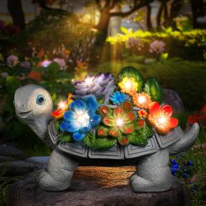 Linkax Birthday Gifts for Women Mom Grandma Sister, Turtle Statue Solar Lights Outdoor Garden Decor for Outside Yard Patio Porch Balcony Fall Home, Housewarming Gifts New Home, Fathers Day Presents